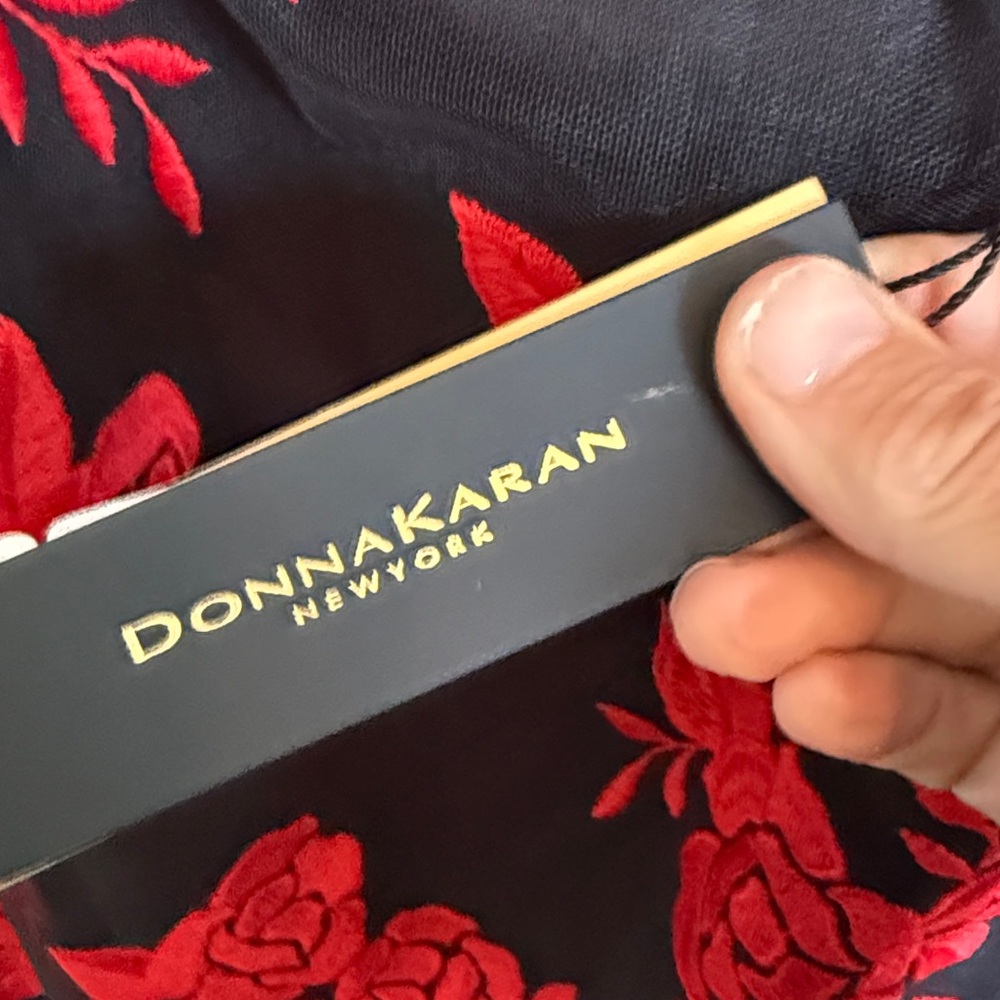 Donna Karan Black and Red‎ Floral  Dress- NWT. Retail 158 - Picture 3 of 8